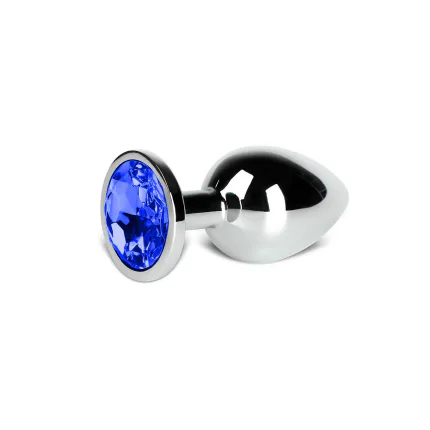 Metal Elmas Taşlı Anal Plug Mavi En Küçük Boy