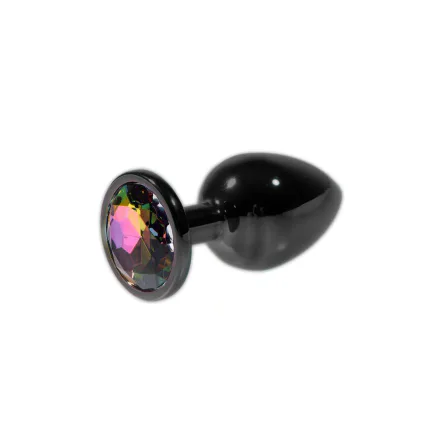 Metal Rainbow Taşlı Siyah Anal Plug Küçük Boy
