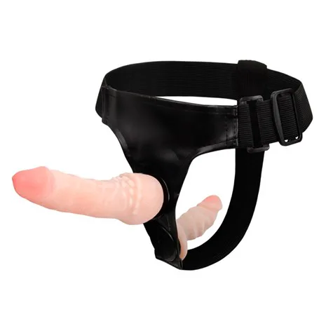 Belden Bağlamalı Çift Taraflı İçi Dolu Strapon Penis