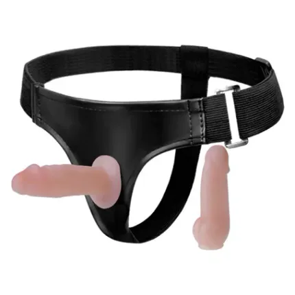 Belden Bağlamalı İçi Dolu Çift Strapon Penis