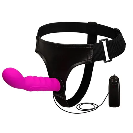 15,5 Cm Belden Bağlamalı İçi Dolu Titreşimli Strapon Dildo