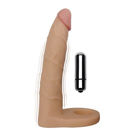 17,8 Cm Realistik Titreşimli Anal Dildo &amp; Penis Halkası