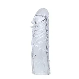 14 Cm Damarlı Uzatmalı Şeffaf Silikon Penis Kılıfı