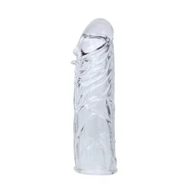 14 Cm Damarlı Uzatmalı Şeffaf Silikon Penis Kılıfı