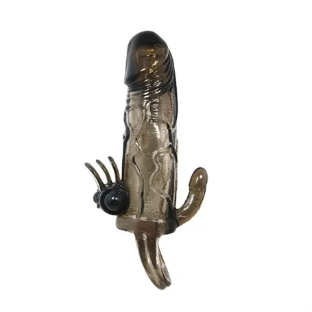 4 Cm Uzatmalı Anal Vajinal Ve Klitoral Uyarıcılı Titreşimli Penis Kılıfı