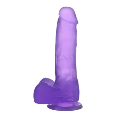 17,5 Cm Şeffaf Realistik Damarlı Vantuzlu Mor Dildo Penis