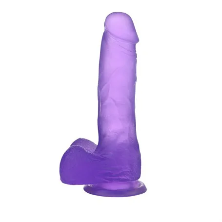 17,5 Cm Şeffaf Realistik Damarlı Vantuzlu Mor Dildo Penis