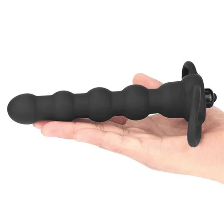 Çift Kavrama Halkalı Titreşimli 14 Cm Anal Plug Vibratör Mastürbatör