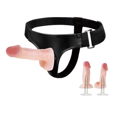 Belden Bağlamalı İçi Dolu Çift Strapon Penis
