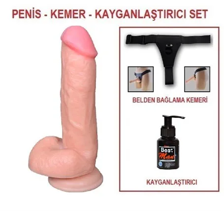 17,5 Cm Belden Bağlamalı Realistik Dildo Penis Set