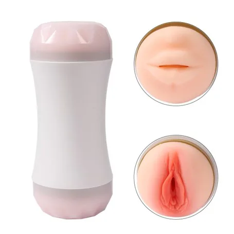 20 Cm Çift Taraflı Realistik Suni Oral &amp; Vajinal Mastürbatör