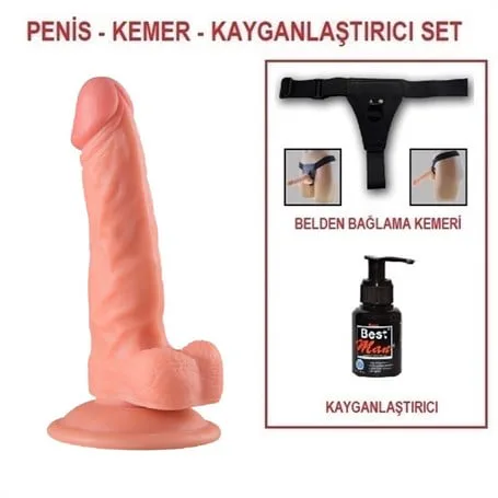 19,5 Cm Belden Bağlamalı Realistik Vantuzlu Dildo Penis