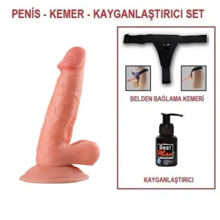 17 Cm Belden Bağlamalı Realistik Vantuzlu Dildo Penis
