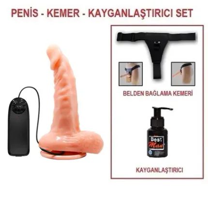 17 Cm Belden Bağlamalı Gerçekçi Titreşimli Dildo Vibratör Penis
