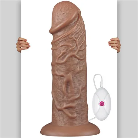 Yeni Nesil Çift Katmanlı 10 Titreşim Fonksiyonlu 26,6 Cm Realistik Kalın Dildo Melez Penis