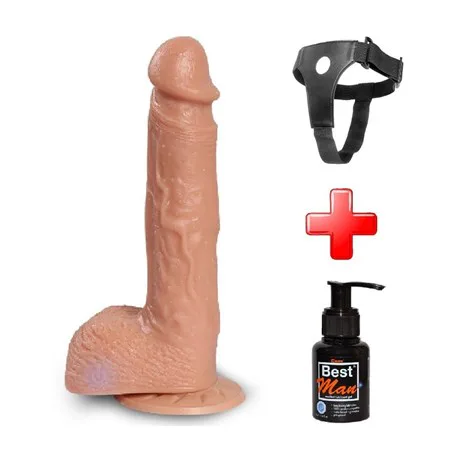 22 Cm Belden Bağlamalı İleri Geri Hareketli Penis + Kemer + Kayganlaştırıcı Hediyeli