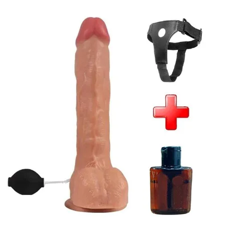 24 Cm Belden Bağlamalı Su Fışkırtmalı Realistik Penis Anal Vajinal Dildo