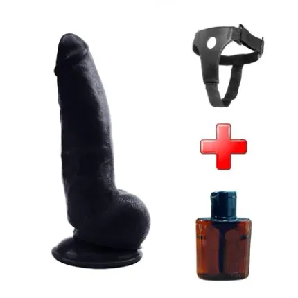 21,5 Cm Belden Bağlamalı Realistik Vantuzlu Zenci Dildo Penis