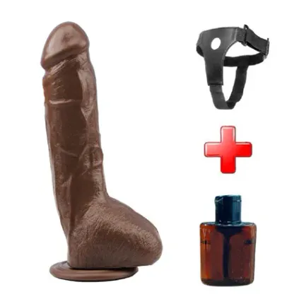 25 Cm Belden Bağlamalı Realistik Titreşimli Melez Vibratör Dildo Penis