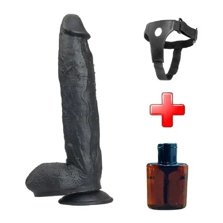 31 Cm Belden Bağlamalı Vantuzlu Realistik Zenci Penis Anal Vajinal Dildo