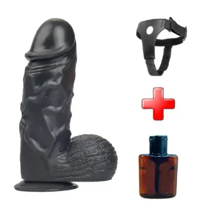 24,5 Cm Belden Bağlamalı Vantuzlu Realistik Zenci Penis Anal Vajinal Dildo