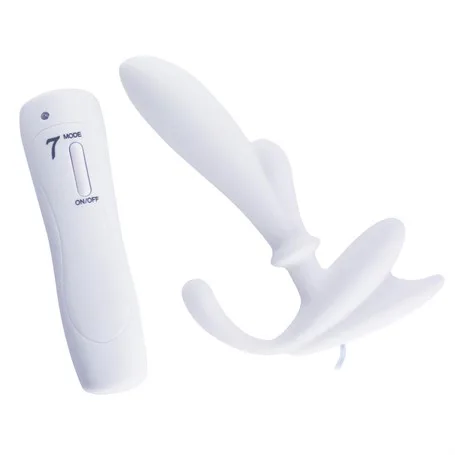 Anal &amp;Amp; Prostat Stimulator 7 Farklı Titreşimli Anal Plug P-Spot Vibratör Beyaz
