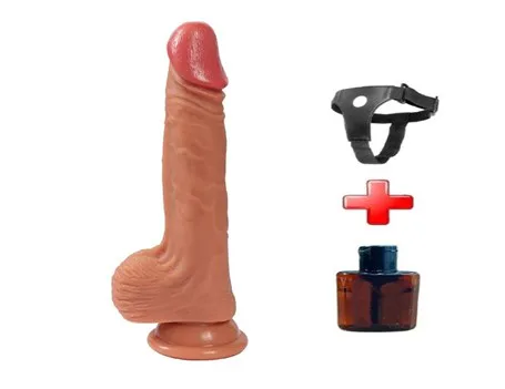 20 Cm Belden Bağlamalı Yeni Nesil Çift Katmanlı Realistik Vantuzlu Dildo Penis - Kevin