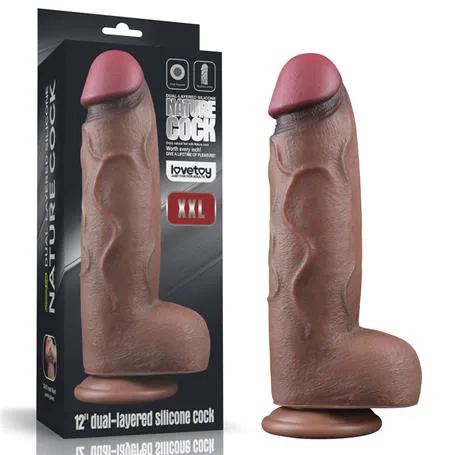 Yeni Nesil Çift Katmanlı 31 Cm Realistik Dev Melez Dildo Penis