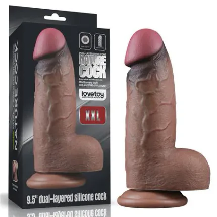Yeni Nesil Çift Katmanlı 24,6 Cm Realistik Dev Melez Dildo Penis