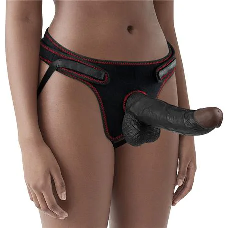 21,5 Cm Belden Bağlamalı İçi Dolu Zenci Strapon Dildo