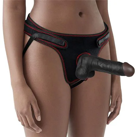 20 Cm Belden Bağlamalı İçi Dolu Zenci Strapon Dildo