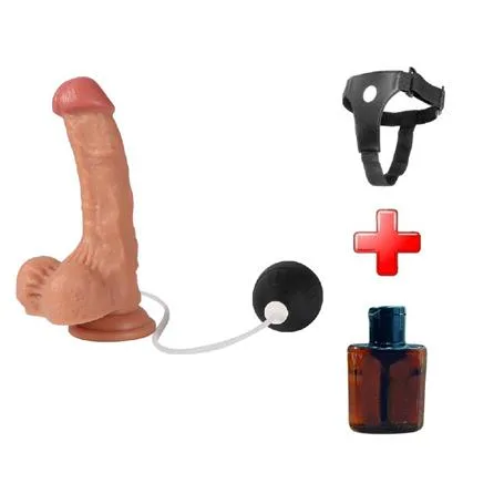 Belden Bağlamalı Su Fışkırtmalı Vantuzlu Ten Dokulu 18 Cm Penis