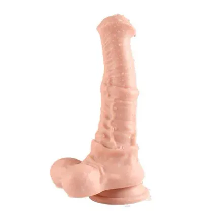 24 Cm Et Dokulu Gerçekçi Çift Katmanlı Sünnetsiz Silikon Penis