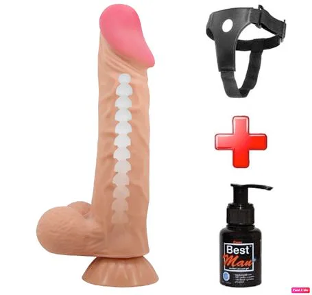 Belden Bağlamalı 24 Cm Kıkırdak Yapılı Çift Katmanlı Gerçekçi Dildo Penis