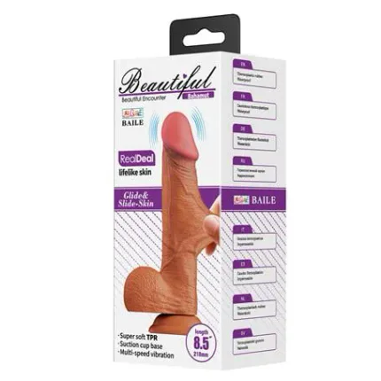 21,8 Cm Çift Katmanlı Gerçekçi Titreşimli Dildo Vibratör Penis - Bahamut