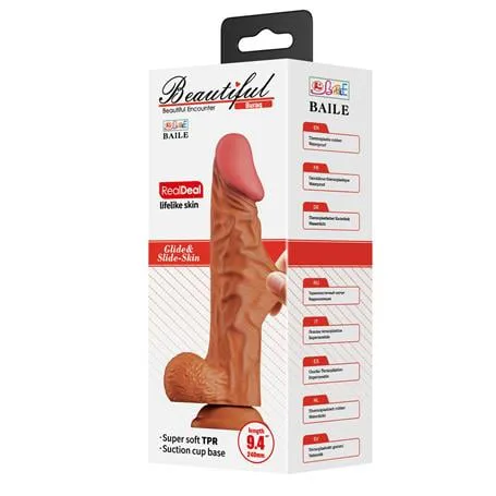 24 Cm Yeni Nesil Çift Katmanlı Realistik Vantuzlu Dildo Penis - Buraq