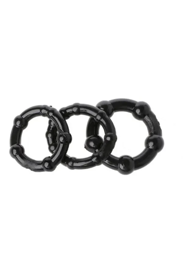 Black & Red TOYFA Penis Halkası Seti, Silikon, Kırmızı, Ø6/5/4 cm